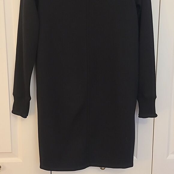 Athleta Cozy Karma Asymmetrical Neckline Sweatshirt Dress Black Size XXS - Picture 9 of 16